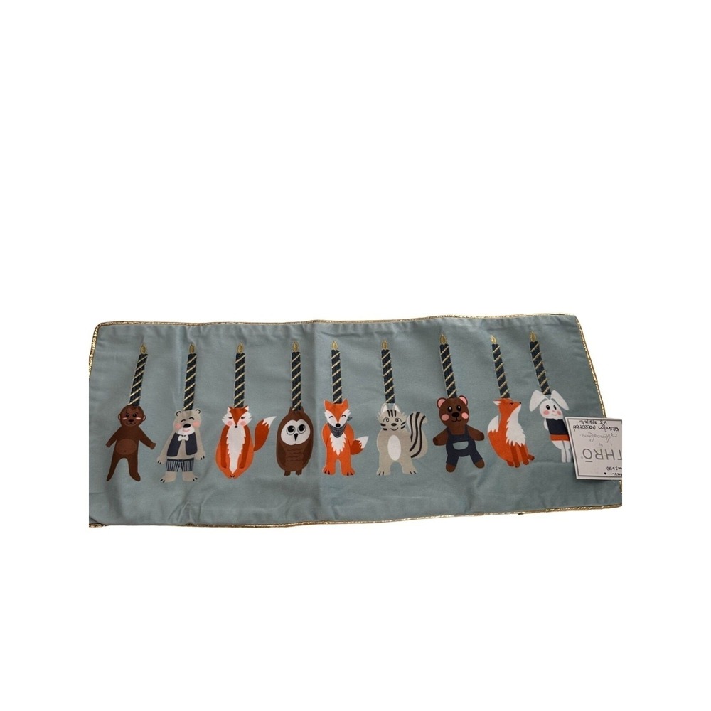 Thro Marlo Lorenz pillow‎ case Woodland Animal Hanukkah Embroidered Velvet Fox